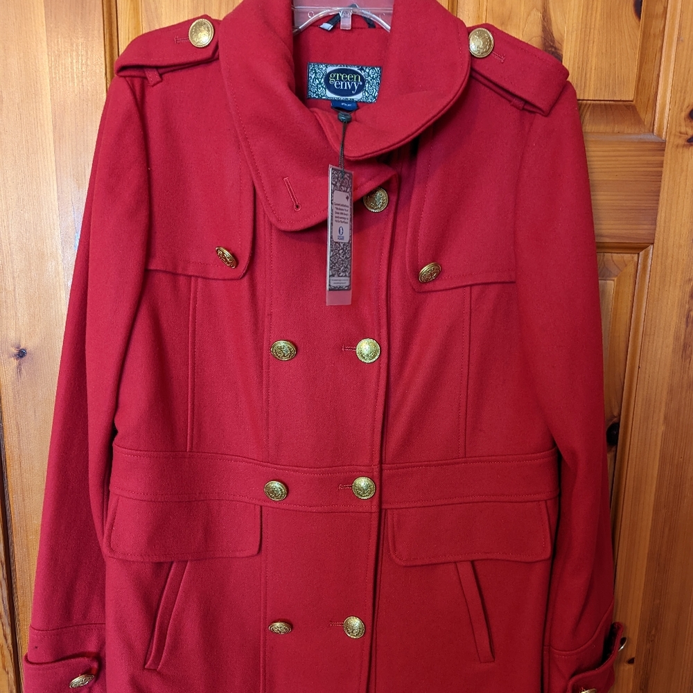 Green Envy wool coat, brand new, size XL